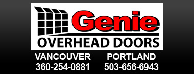 Genie Overhead Doors, Garage Door Repair and Installation, Serving Camas Washington 360-254-0881 and Portland Oregon 503-656-6943